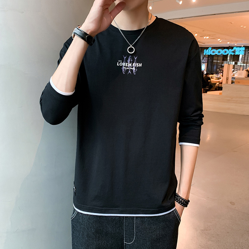 Long-sleeved T-shirt Men's Spring And Autumn Large Size Bottoming Shirt Round Neck Sweater Korean Version Trend Ins Winter Clothes