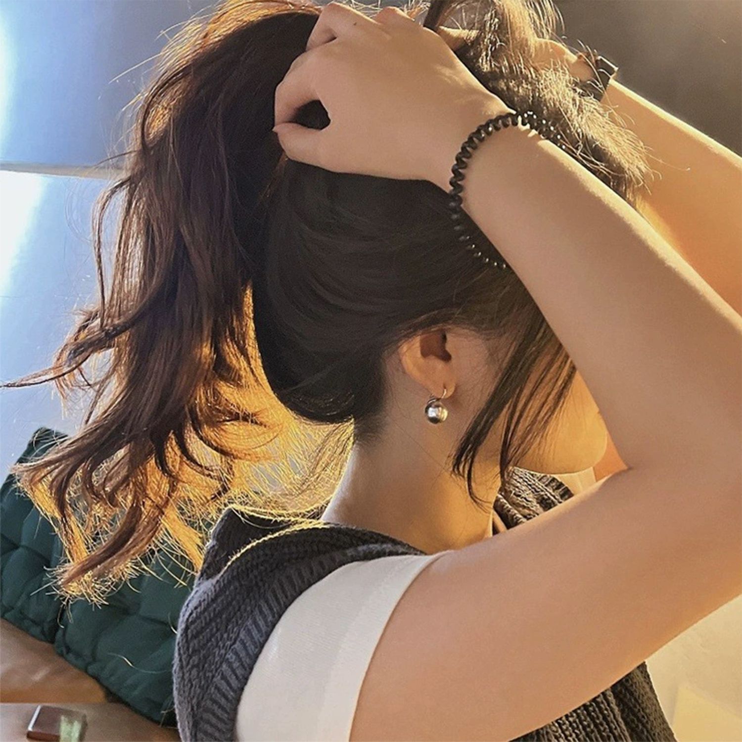 Yimo S925 Fashion Retro High Heels Round Pearl Earrings Women's Earrings Accessible Luxury High-End Sterling Silver Holiday Style