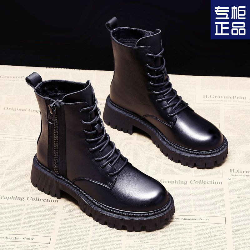 마틴 부츠 여성 영국 스타일 2024 새로운 가을, 겨울 두꺼운 밑창 다목적 짧은 부츠 플러스 벨벳 짧은 부츠 ins 트렌드