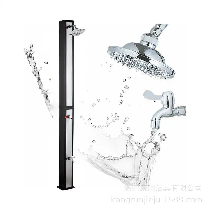 Wenzhou Kangrun calefacción solar 40L plata de gran capacidad cuadrada forma columna de ducha al aire libre baño solar