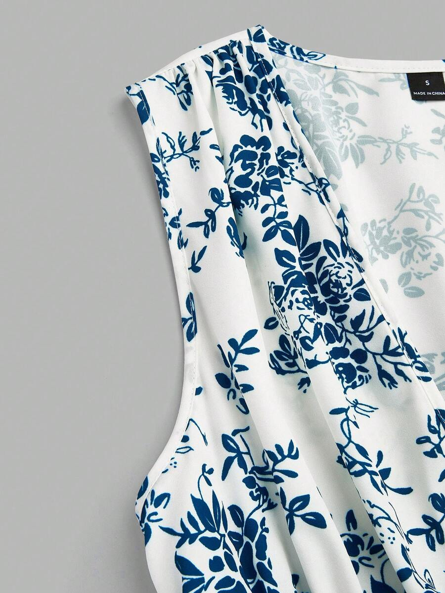 Vestido sin mangas impreso de verano para mujeres, cintura delgada, falda en forma de A, falda de vacaciones europea y americana