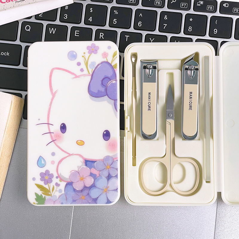 可爱Kitty猫指甲刀套装学生卡通便携指甲剪指甲钳美甲工具全套盒|undefined
