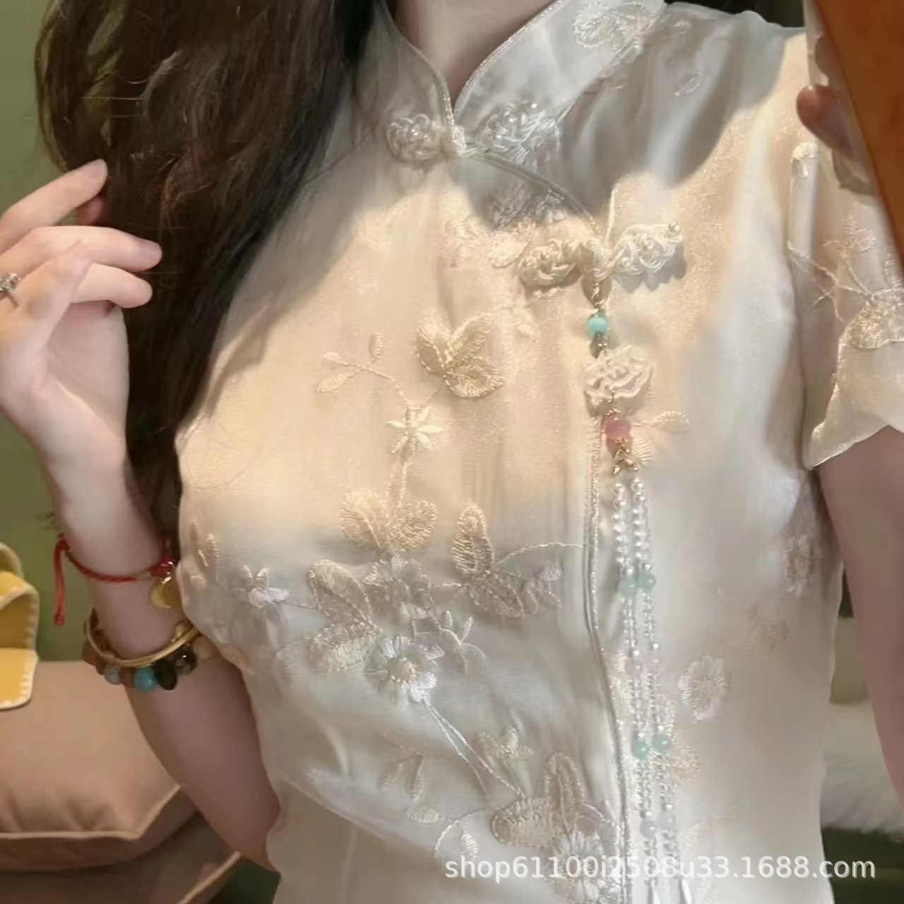 Cheongsam Pearl Flap Pendant New Chinese Style National Style Brooch Antique Han Clothing Accessories Tassel Jewelry Horse Face Dress Pendant