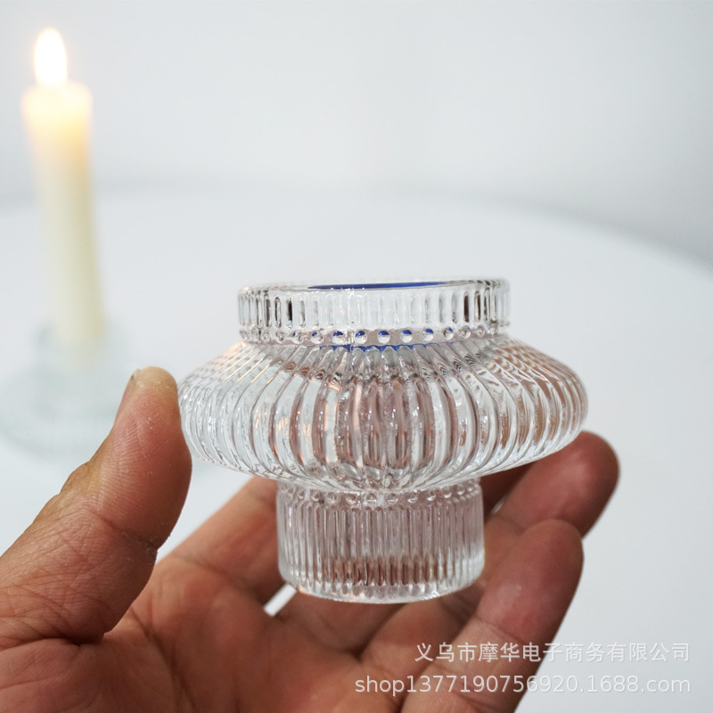 时尚欧式灯笼款两用玻璃烛台 玻璃蜡台 西餐厅婚庆桌面装饰道具