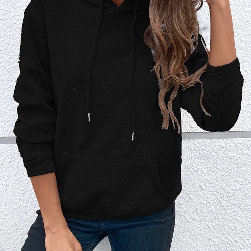 【Cross-border Euro Code】New Loose Plain Hooded Sweatshirt for Export with Fleece Pure Color Spring and Autumn Trend Brand Hoodie