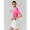 Set, fuchsia T-shirt, white skirt