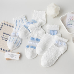 Blue and White Card-Silk Women's Socks, Instagram-Fashionable Short Socks, Internet-Famous Summer Glassy Silk Stockings, Ultra-Thin Crystal Silk Ankle Socks for Women