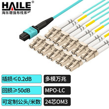多模万兆MPO-LC24芯OM3光纤跳线100G转10对LC MPO分支光纤跳纤1米