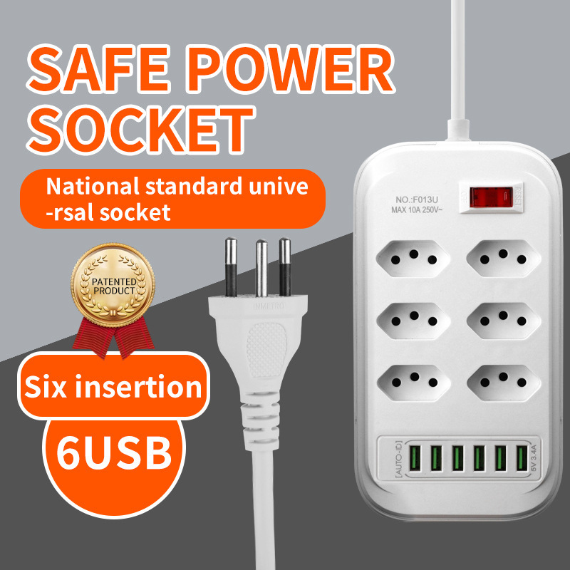 Exportaciones de comercio exterior inteligentes para Brasil enchufe de enchufe 3 / 4 / 5 / 6 con enchufe de alimentación 3USB