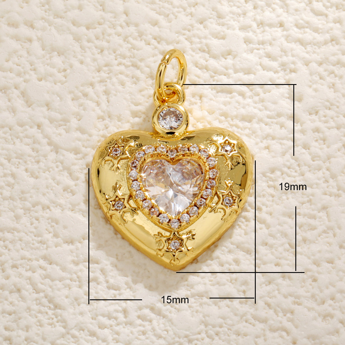 1 Piece Quantity Copper Material 1 Piece Copper Rhinestones Heart Shape Pendant