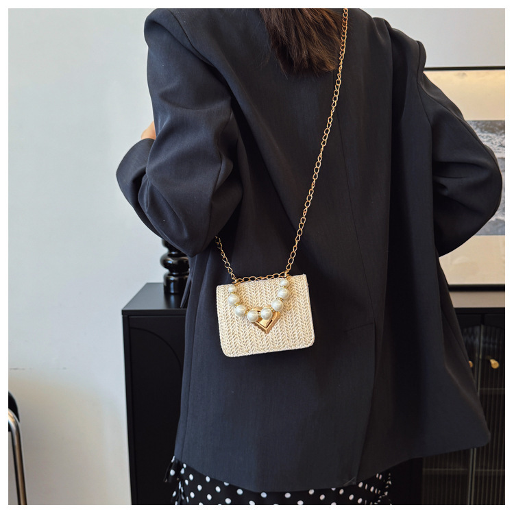 112g Weight Sewing Thread Fashion Element Lock clasp Closure Type Single Shoulder Strap Strap Type Straw Bag Bags Type Casual Occasion Straw Material Solid Color Pattern Spring&Summer Season Women's Gender Vacation Style Square Shape Women's Straw Solid Color Vacation Sewing Thread Square Lock Clasp Straw Bag 6