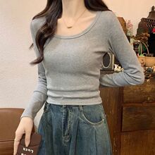 新品长袖恤女2025秋冬季新款学生保暖短款修身显瘦打底衫上衣女