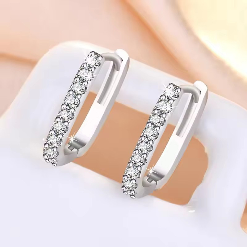 Brand geometric elegant earrings with zircon