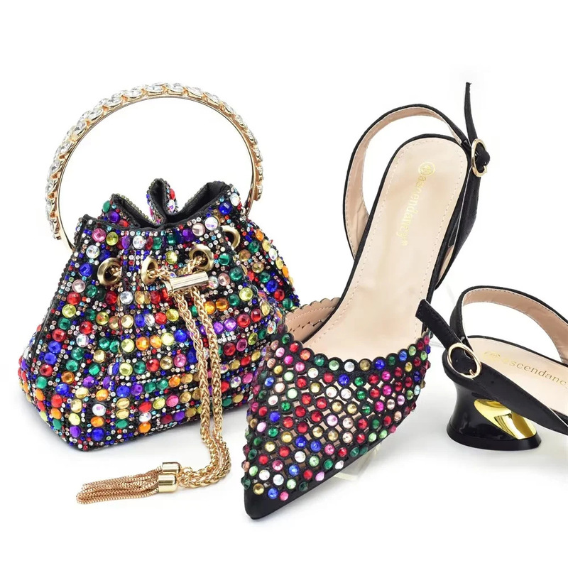 European and American Original Large Size Pointed-Toe Women's Shoes with Hollow Electroplated Heels + Rhinestone Bucket Handbag Pointed-Toe High Heels European and American Original Large Size Pointed-Toe Women's Shoes with Hollow Electroplated Heels + Rhinestone Bucket Handbag Pointed-Toe High Heels