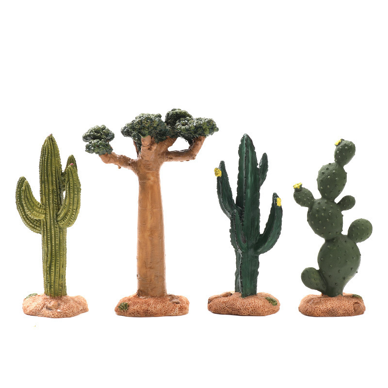 Simulación cactus pecera paisajismo plantas acuáticas adorno acuario desierto micro paisaje adorno de dibujos animados paquete de piedra de color