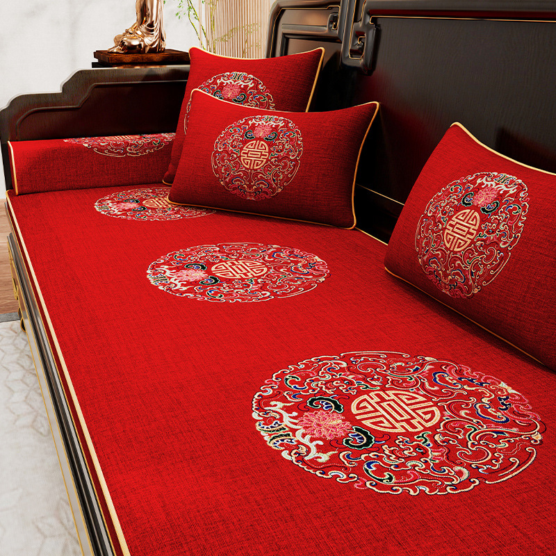 Estilo chino sofá de palo de rosa cojín Arhat cama cubierta muebles de madera maciza silla sofá cojín antideslizante esponja cojín cuatro estaciones