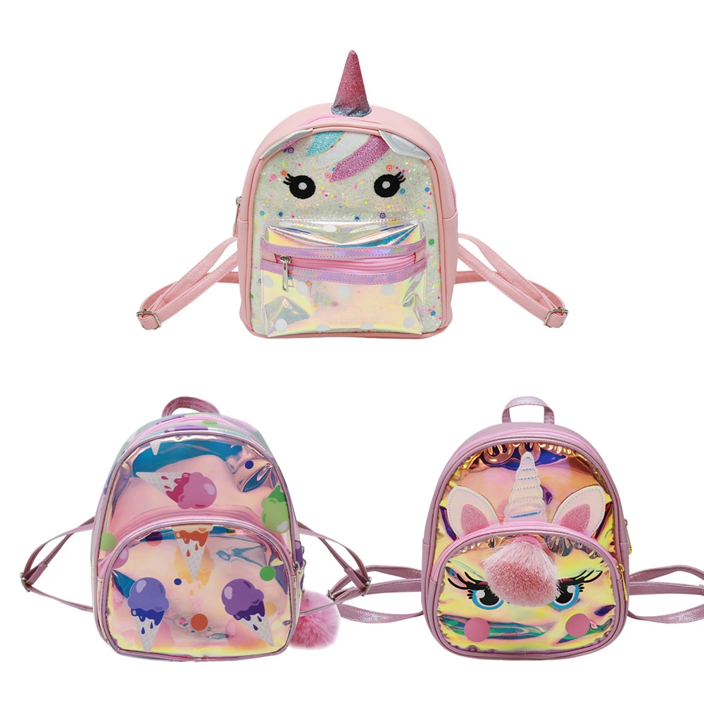 Лазерный Единорог детский сад мультфильм школьный рюкзак мороженое Милая Детская сумка с кисточкой маленькая девочка рюкзак сумка женская