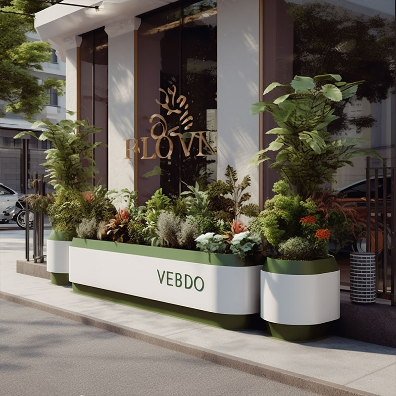 户外镀锌板花箱组合庭院外摆围栏花坛奶茶店花架商业街道花槽花坛