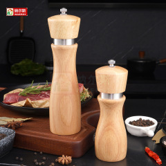 スチールリング研磨器オーク材胡椒ミルセラミックコア手動海塩研磨BBQツール胡椒ミルセット