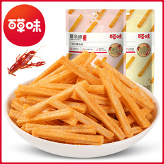 百草味薯條棒100g 箱規30小龍蝦辣條味休閒零食夜宵充飢 批發