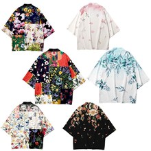 中国风3D花卉拼接创意开衫七分袖披风和服夏季羽织居家浴袍睡衣男