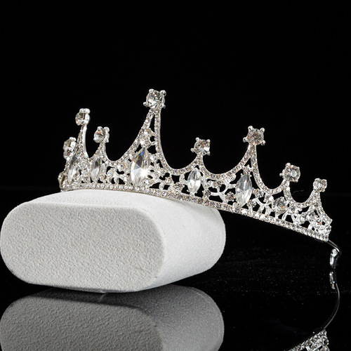 Super sparkling bridal headwear, necklace, earrings, crown, three-piece set with rhinestones and wedding dress, wedding accessories, hair accessories