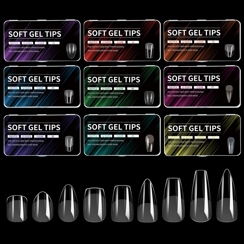 Cross-Border European and American New Style Nail Tips, Transparent Semi-Matte Ultra-Thin Extension, No Trace, No Filing Required, Thin Fake Nails, 550 Pieces