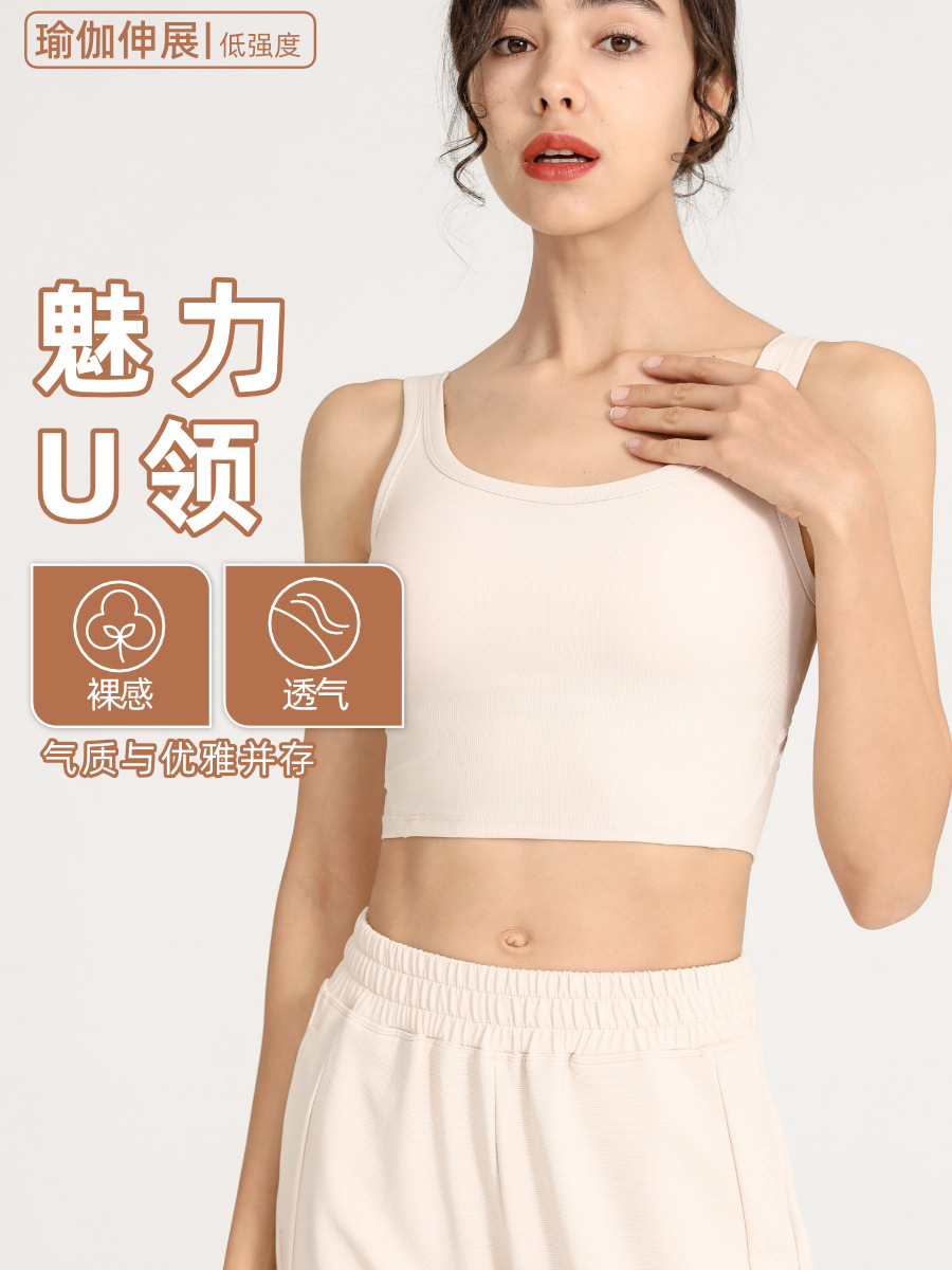 Transfronteriza original europeo y americano nueva costilla deportes ropa interior a prueba de golpes push up fitness sujetador color sólido belleza espalda yoga chaleco