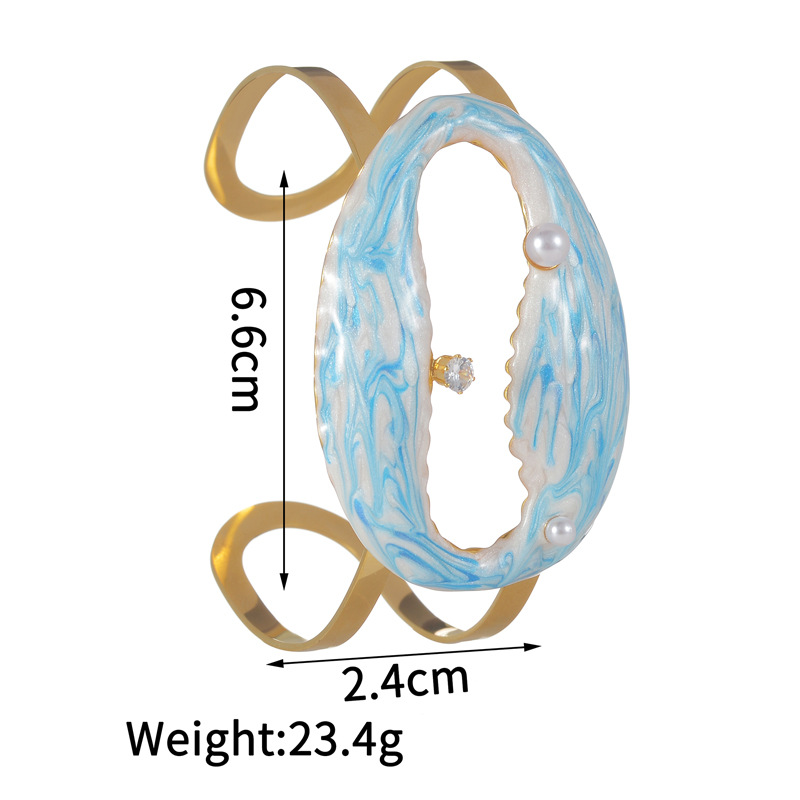 27g Weight PVD Coated Gold Plating Process 18K Real Gold Plated Plating Material Stone-Free Inlay Material Bangle Classification 1 Piece Quantity Casual, Holiday, Street Occasion 304 Stainless Steel Material Scallop, Conch Pattern Women's Gender Retro, Marine Style Style Waterproof Non Tarnish, Plating Craft PVD Coated Real Gold Plated Scallop Conch 304 Stainless Steel Retro Marine Style Waterproof Non Tarnish 304 Stainless Steel Bangle 2