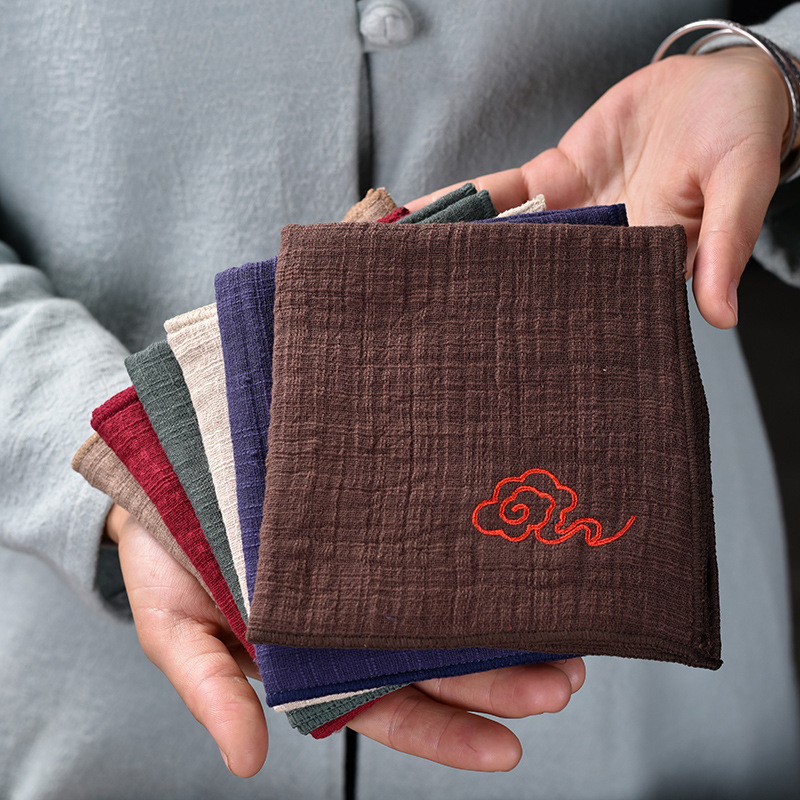 加厚棉麻吸水茶巾祥云养壶巾功夫茶具配件茶台茶桌布抹布可logo批