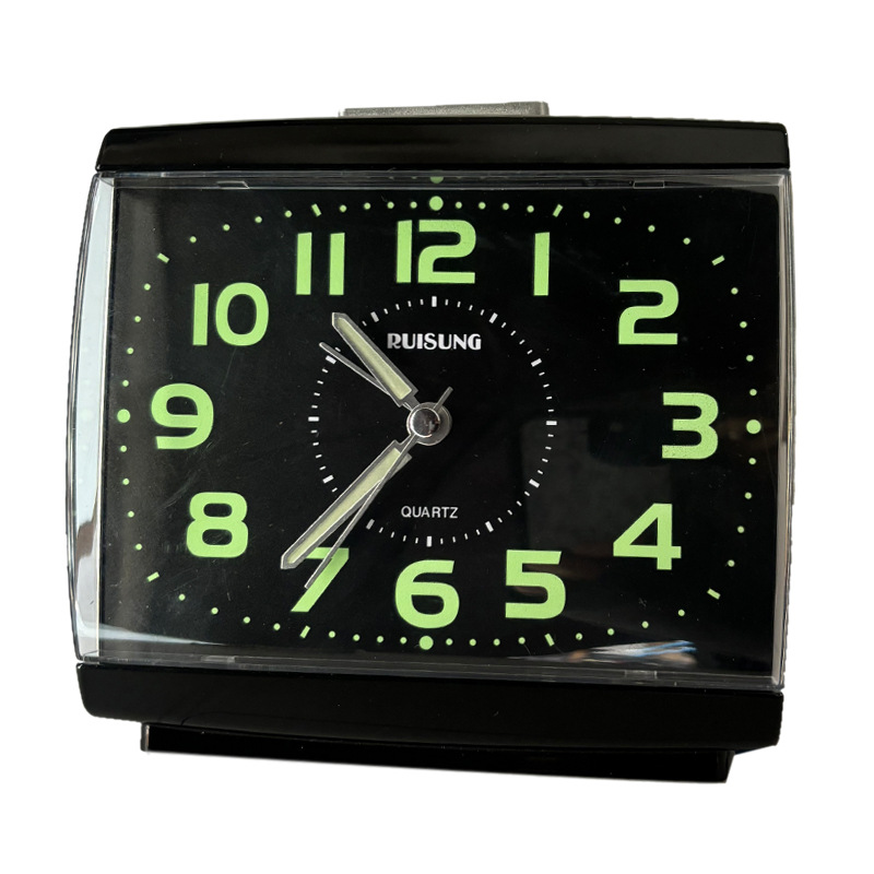 Reloj despertador cuadrado grande de fabricante al por mayor con luz, movimiento silencioso de alta calidad, reloj de escritorio con espejo acrílico irrompible.