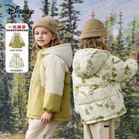 Детская двусторонняя куртка Disney на белом утином пуху 90, утолщенная куртка с капюшоном, новая зимняя одежда в корейском стиле для детей маленького и среднего размера