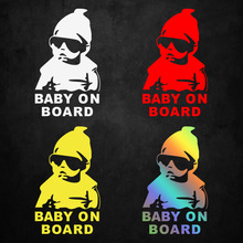 外贸麦超小孩baby on board反光七彩车贴反光警示贴汽车改装饰贴