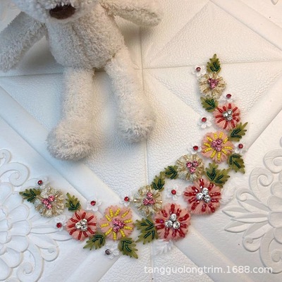 现货涤纶重工钉珠假领子 小香风蕾丝假领 礼服婚纱演出服辅料|ms