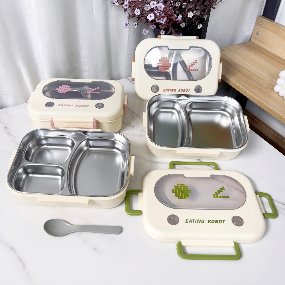 Lunch Box Stainless Steel Insulated Lunch Box Primary School Student Compartment Lunch Box Baby Eating Tableware Lunch Box