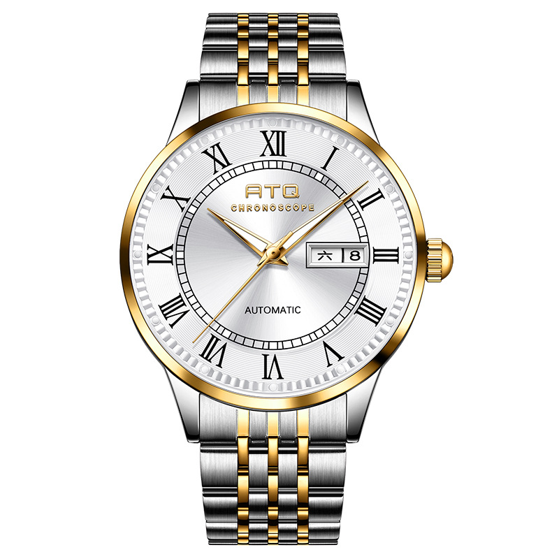 Dropshipping Atq Brand Men's Watch Student Fully Automatic Mechanical Watch Dual Calendar Business Stainless Steel Men's Watch