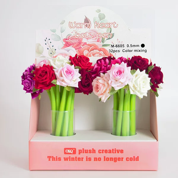 Creative Ornaments Rose Gel Pen Ins Wholesale New Cross-Border Gift Silicone Decompression Writing Water-Based Pen