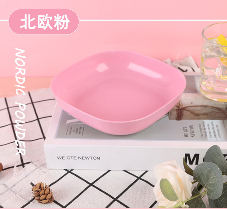跨境日式小麦秸秆盘家用创意方形餐具甜品碟水果沙拉碗零食干果盘详情11