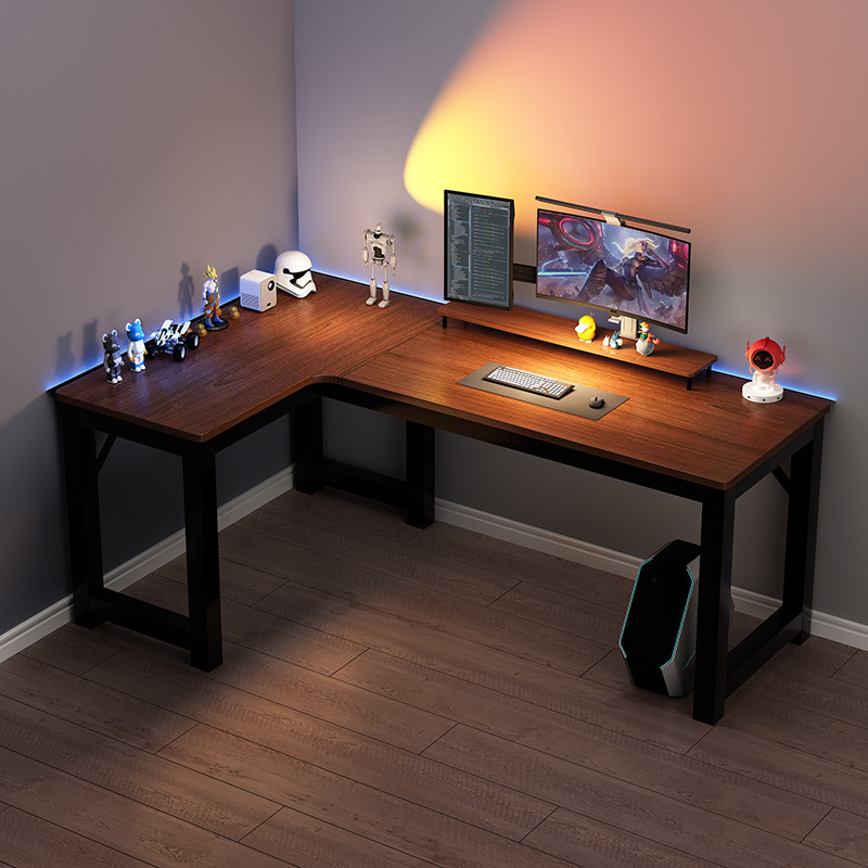 Corner desktop computer desk e-sports table and chair combination double corner desk bookshelf bedroom L-shaped desk home Corner desktop computer desk e-sports table and chair combination double corner desk bookshelf bedroom L-shaped desk home