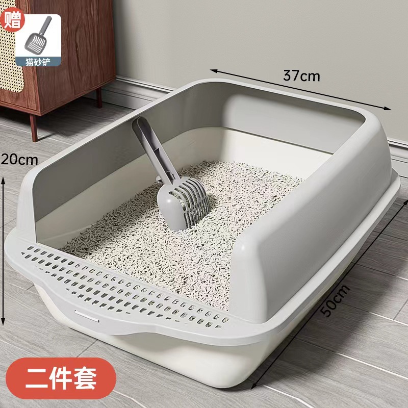 Cajón de arena extra grande, semicerrado, antisalpicaduras, baño grueso, cajón, perro, gato, mascota, caja de arena para gatos