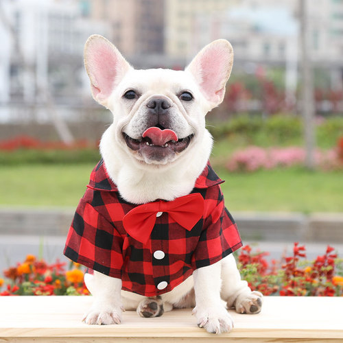Dog Plaid Shirt Suit Wedding Dress French Bulldog Small, Medium and Large Dog Pet Clothes Cat Supplies