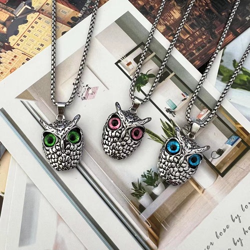 Singer gogo dancers rapper silver owl series punk rock wind restoring ancient ways the owl pendant necklace ancient silver sweater chain accessories