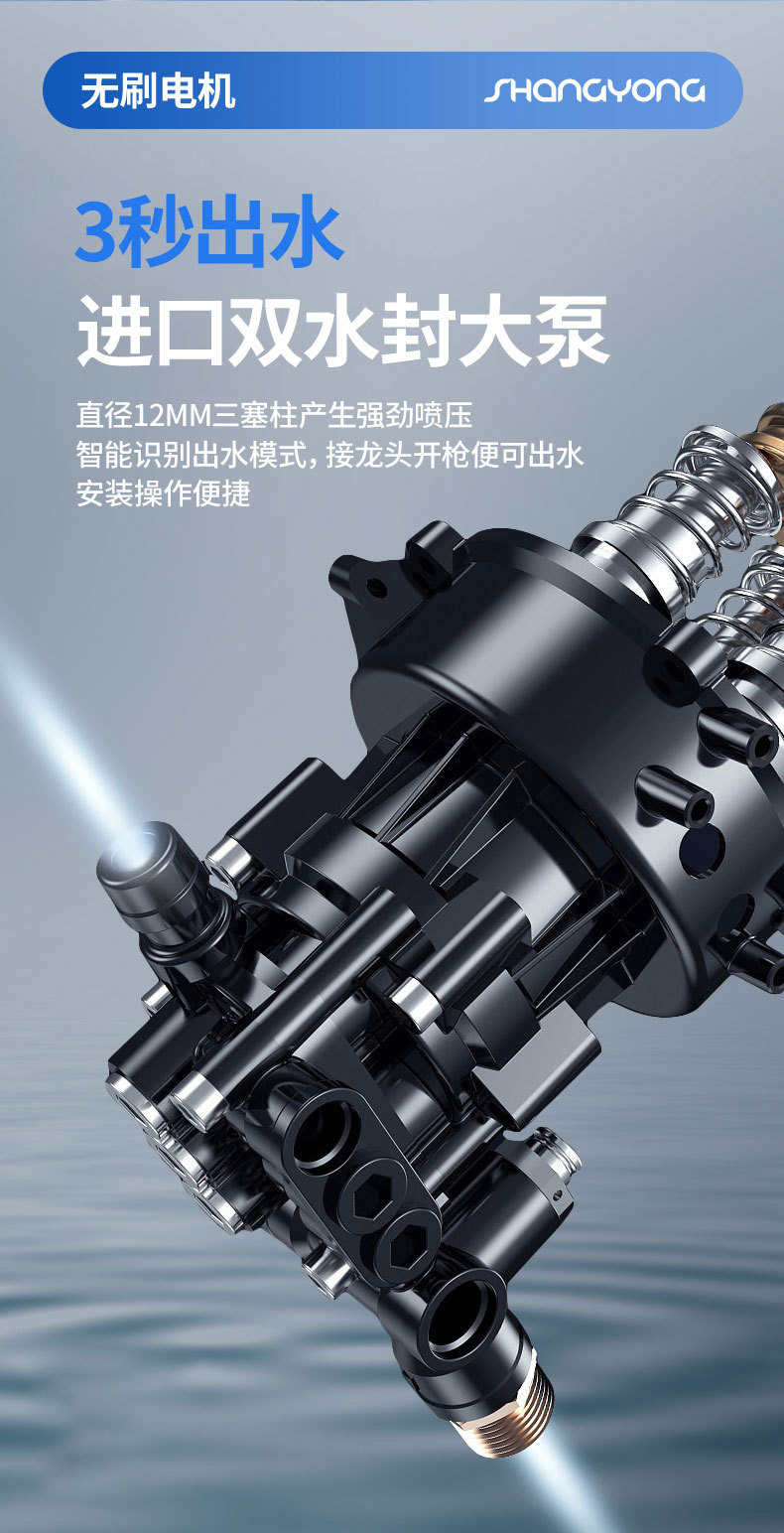 Cross-Border Car Wash Water Gun New Brushless Wireless Water Gun with Lcd Power Display Adjustable Gear Car Wash Machine