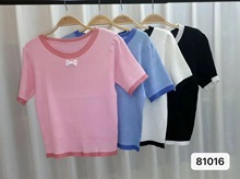 2022年新款韩国东大门针织t恤女夏季短款上衣时尚设计感ins潮短袖