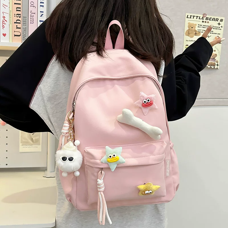 Capacious fresh backpack, brand cute school bag, cartoon accessory