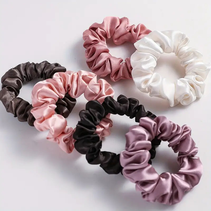 Set de scrunchies transfronterizos en colores sólidos, estilo coreano, set de scrunchies elegante y casual.