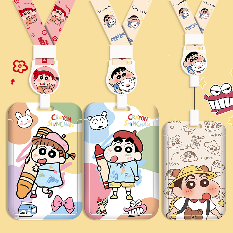 Cute student card cover retractable buckle halter badge cartoon bus meal card subway access card campus card certificate set