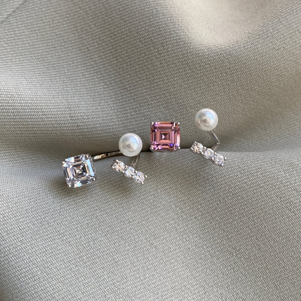 Luxurious Geometric Sterling Silver Plating Zircon Open Ring