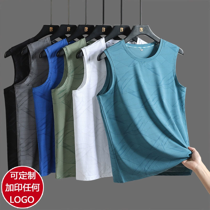 Летний новый мужской жилет из ледяного шелка, Свободный Мужской спортивный жилет больших размеров на открытом воздухе, Мужской Быстросохнущий Спортивный Жилет, мужская оптовая продажа