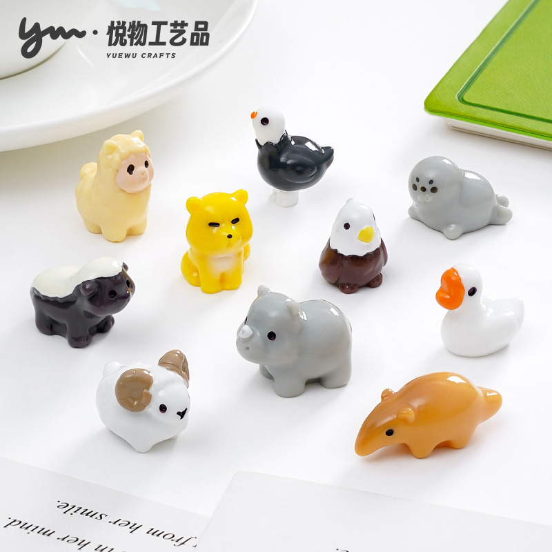可爱迷你海豹羊驼小动物公仔萌粒 diy装饰品配件汽车载桌面小摆件